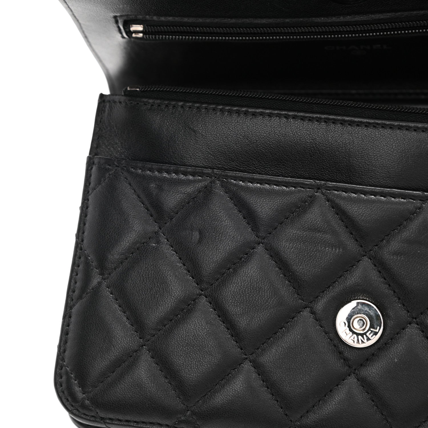 Chanel Lambskin Quilted Wallet On Chain WOC Black 18 of 23