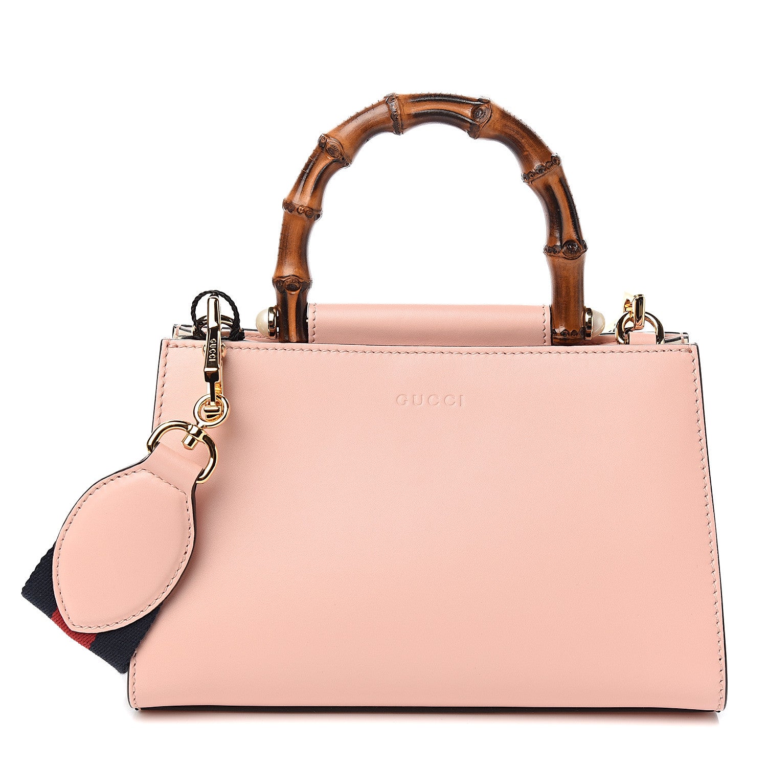 Gucci Nappa Bamboo Web Mini Nymphaea Top Handle Bag Perfect Pink Mystic White 1 of 11