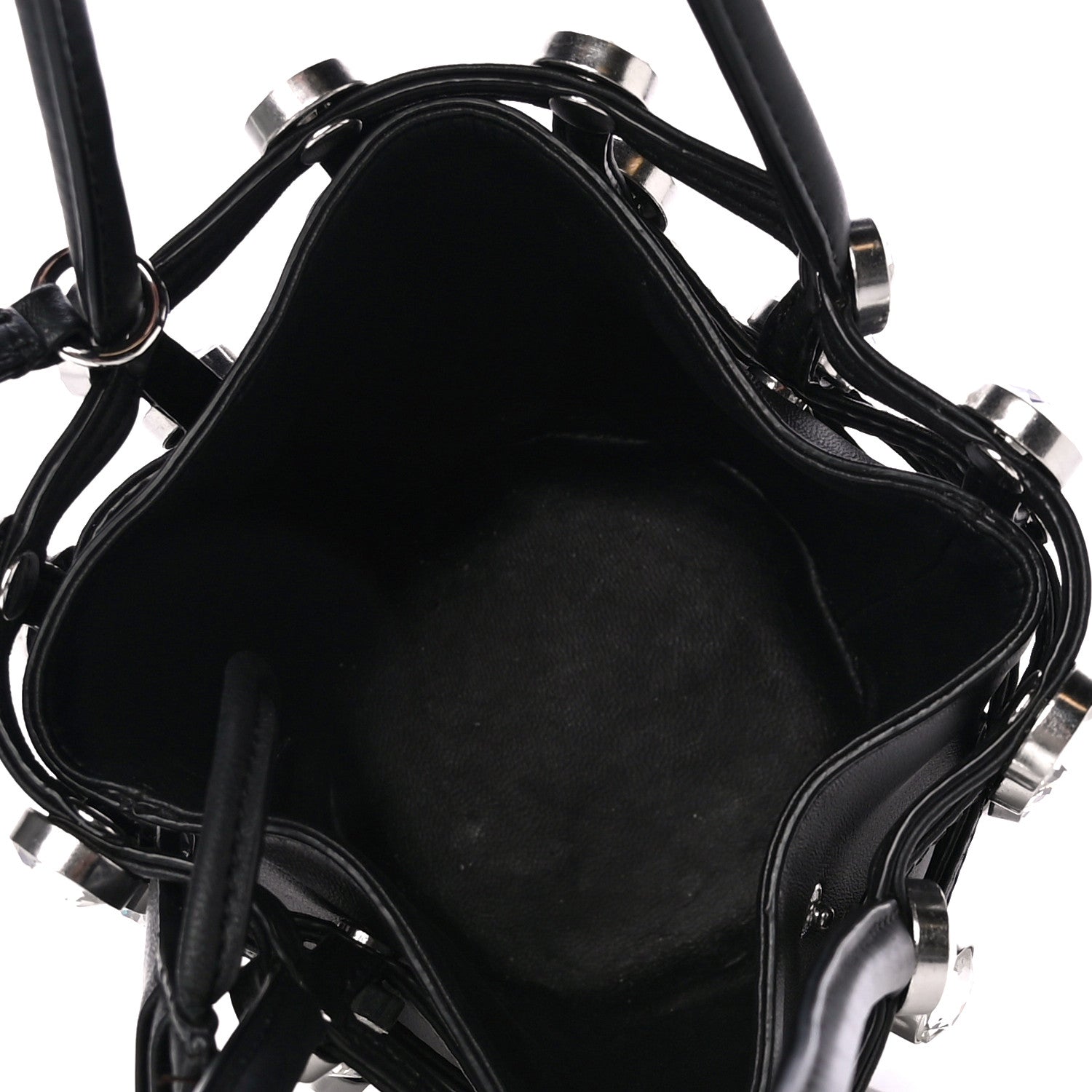 Alexander Wang Calfskin Crystal Embellished Roxy Mini Bucket Bag Black 6 of 11