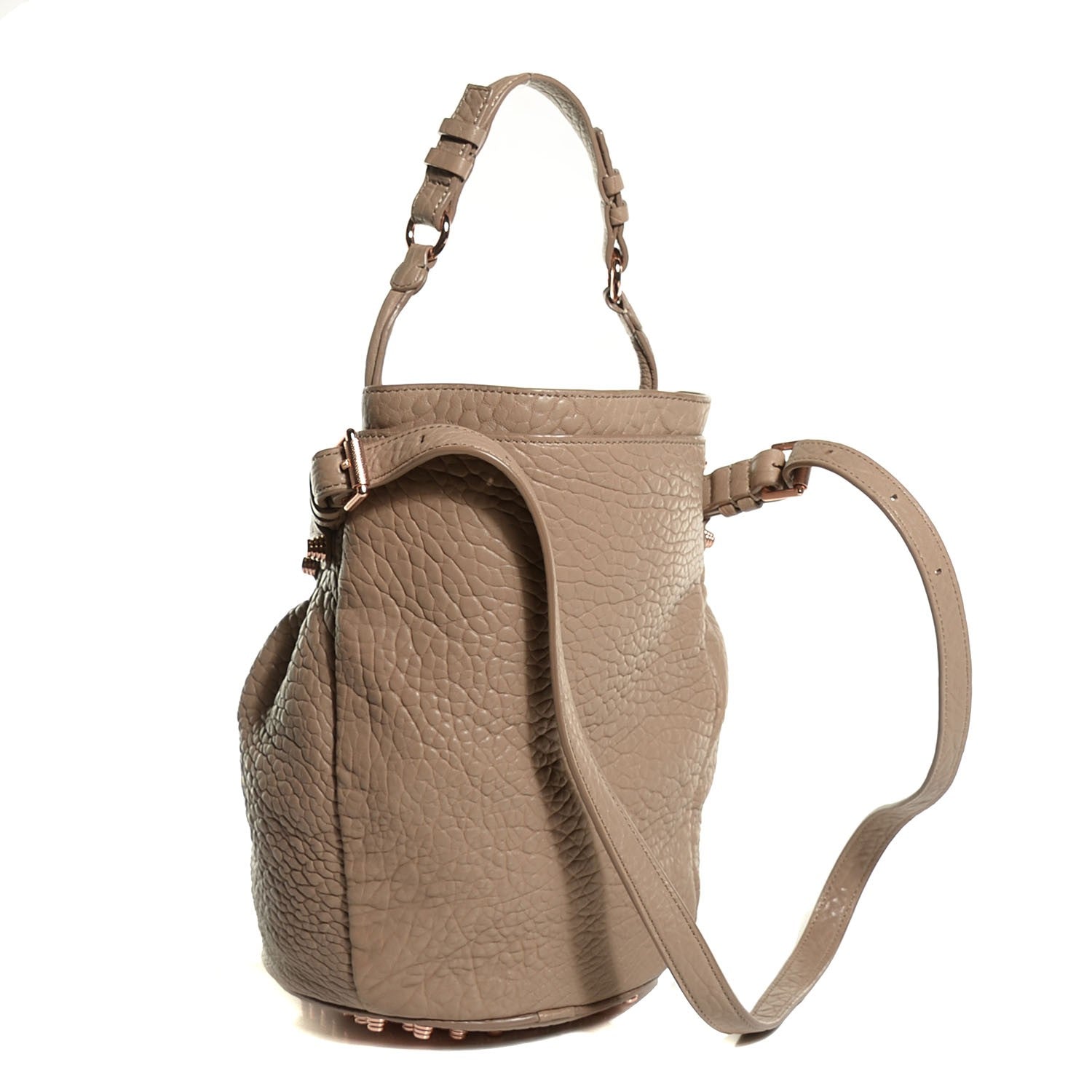 Alexander Wang Pebbled Lambskin Diego Bucket Latte Rose Gold Hardware 3 of 9