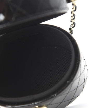 Chanel Patent Quilted Round Mini Vanity With Chain Black 5 of 11