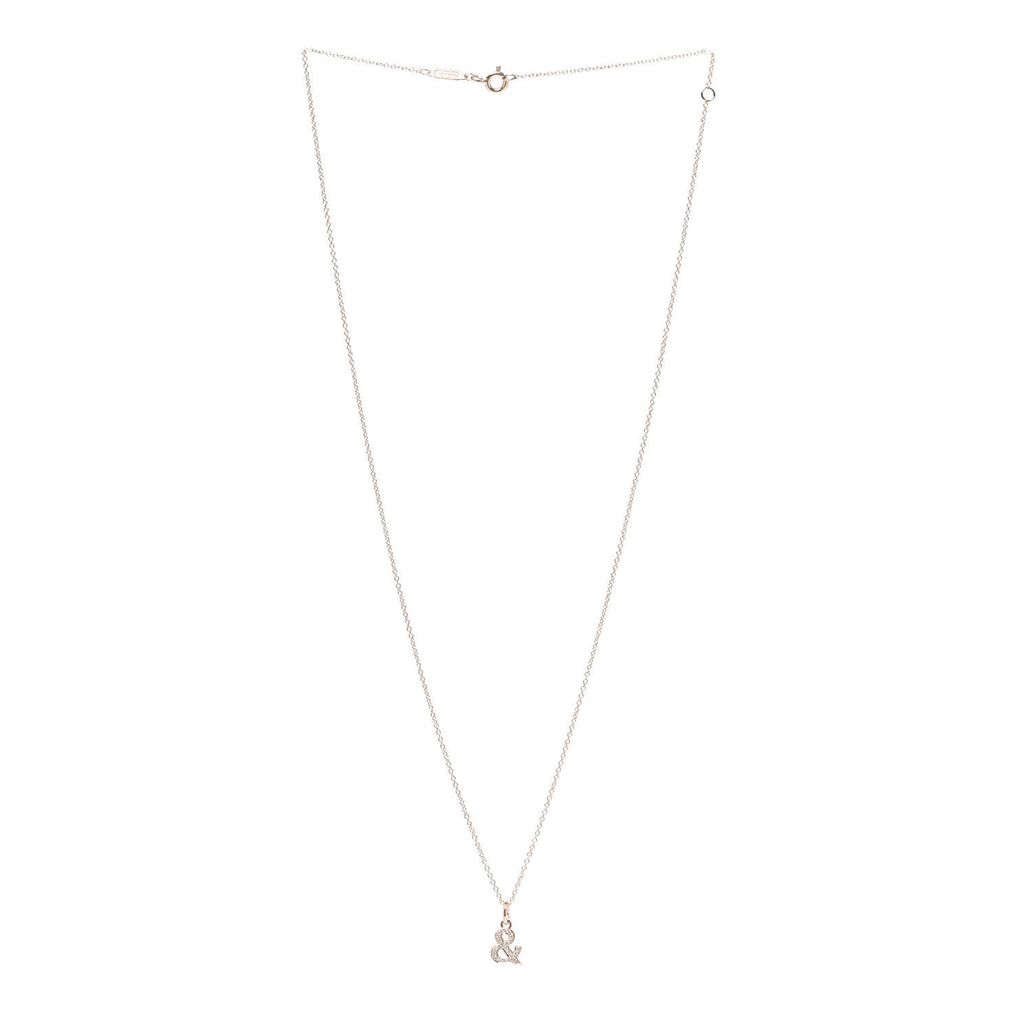 18K Rose Gold Diamond Small Ampersand Pendant Necklace