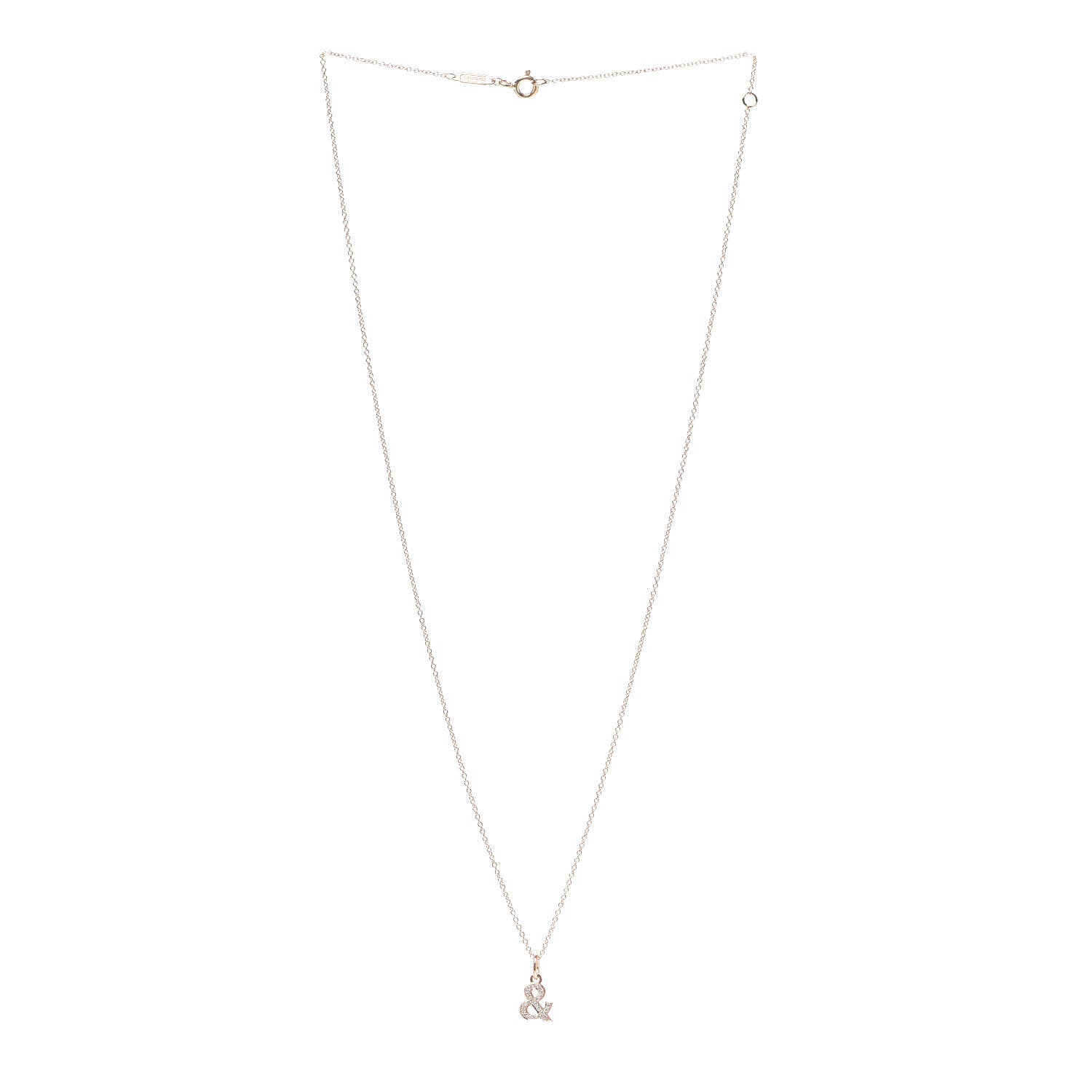Tiffany 18K Rose Gold Diamond Small Ampersand Pendant Necklace 3 of 8