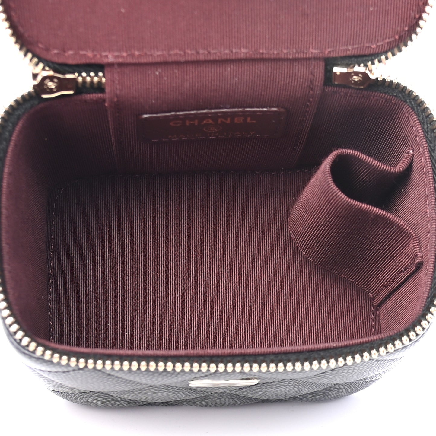 Caviar Quilted Mini Vanity Case With Chain Black