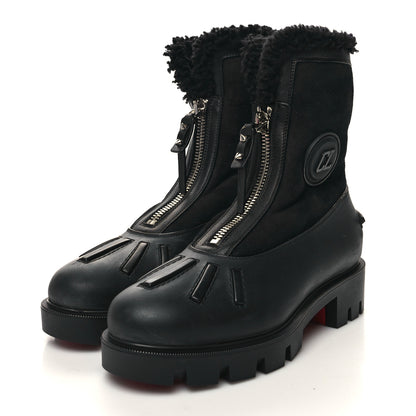 Christian Louboutin Kid Calfskin Suede Rubber Shearling Glory Duck Flat Boot 37 Black 3 of 9