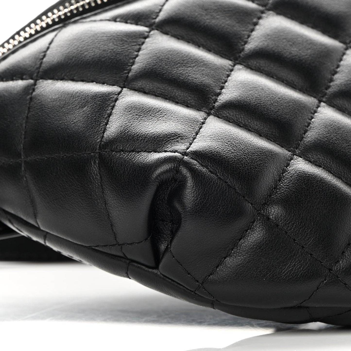 Lambskin Quilted Waist Belt Bag Black
