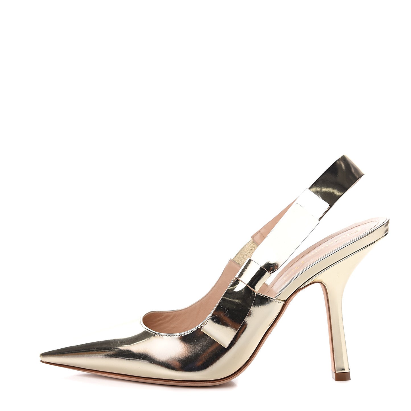 Mirror Finish Calfskin Sweet D Sling-Back Pumps 39 Stardust Gold