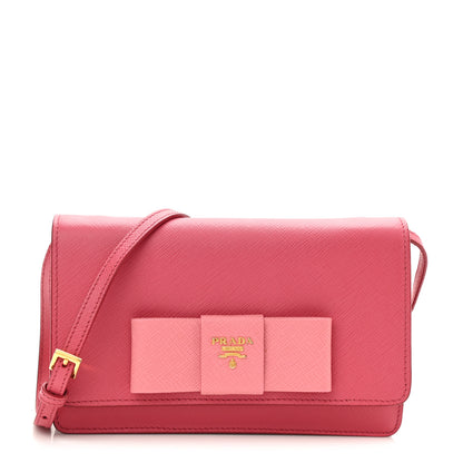 Prada Saffiano Lux Bow Crossbody Bag Peonia Geranio 1 of 9