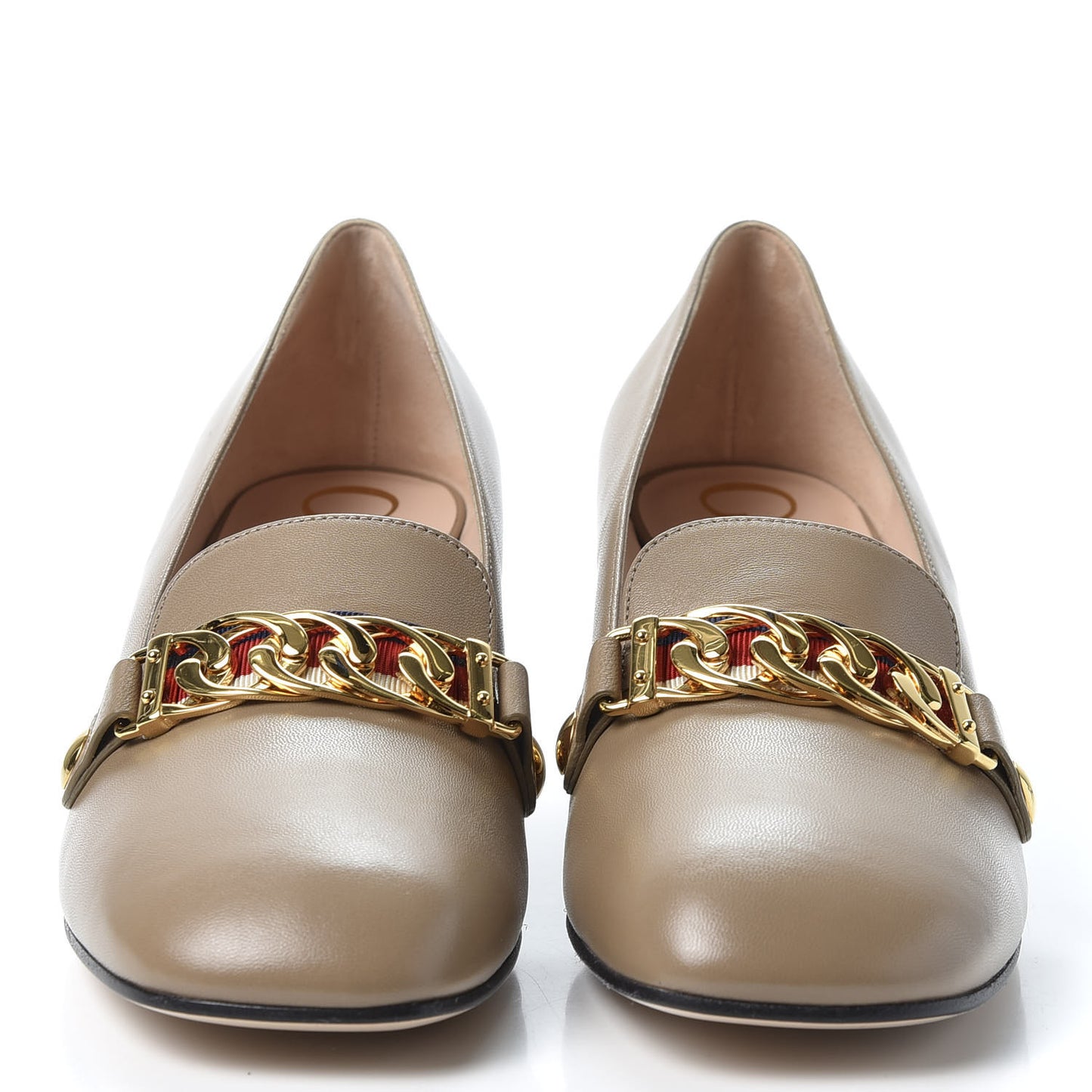 Malaga Kid Sylvie Web Chain Mid Heel Loafers 37.5 Mud