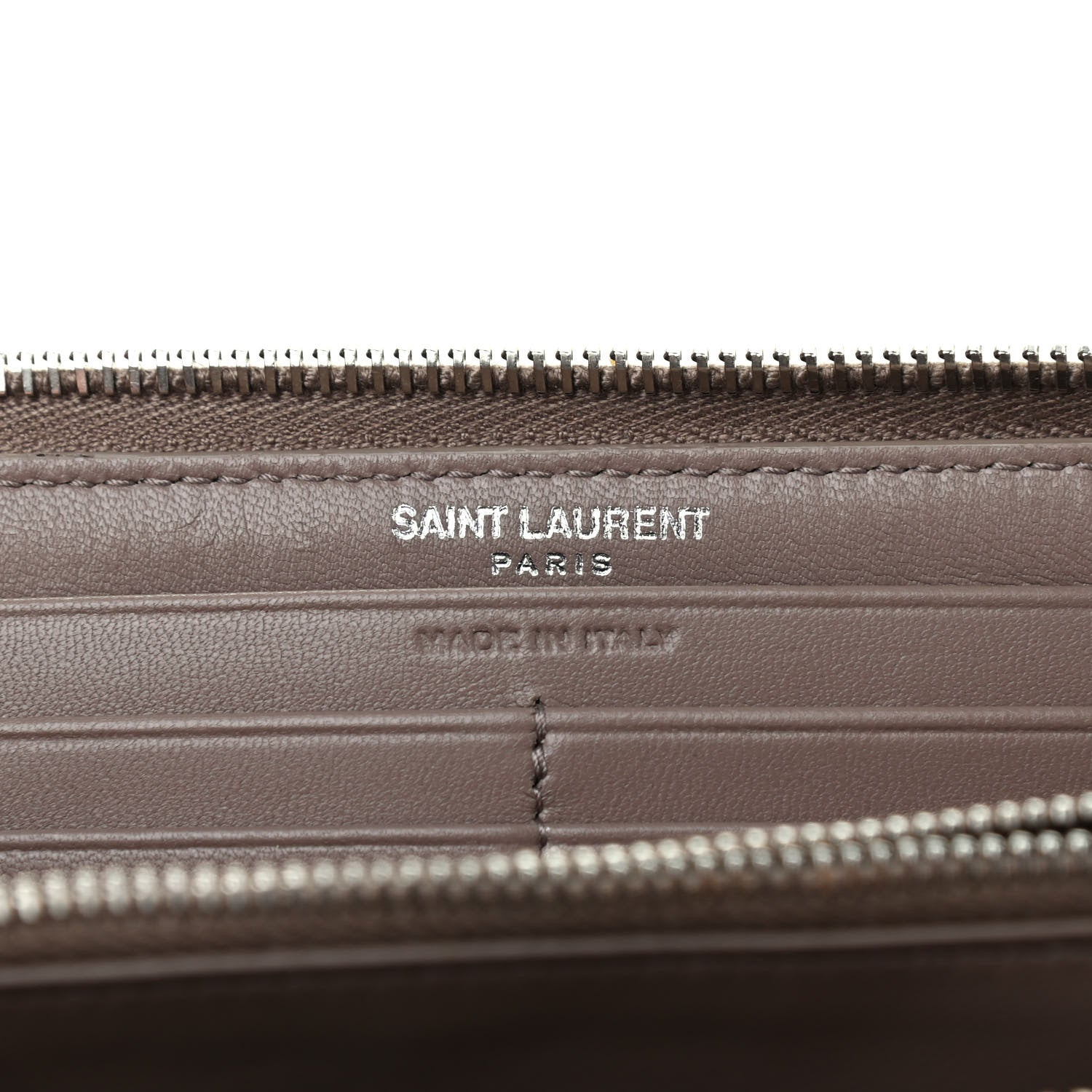 Saint Laurent Calfskin Matelasse Chevron Monogram Zip Around Wallet Mink 6 of 7