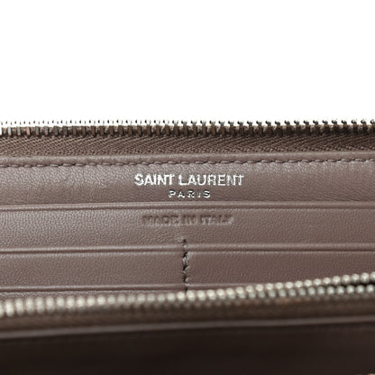 Saint Laurent Calfskin Matelasse Chevron Monogram Zip Around Wallet Mink 6 of 7
