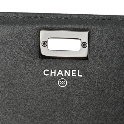 Chanel Aged Calfskin Chevron Quilted Reissue 2.55 Square Wallet On Chain WOC So Black 6 of 12