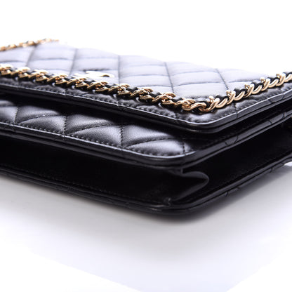 Chanel Lambskin Quilted Chain Around Wallet On Chain WOC Black 9 of 11