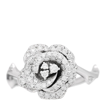 Christian Dior 18K White Gold Diamond Small Rose Dior Bagatelle Ring 54 7 1 of 5