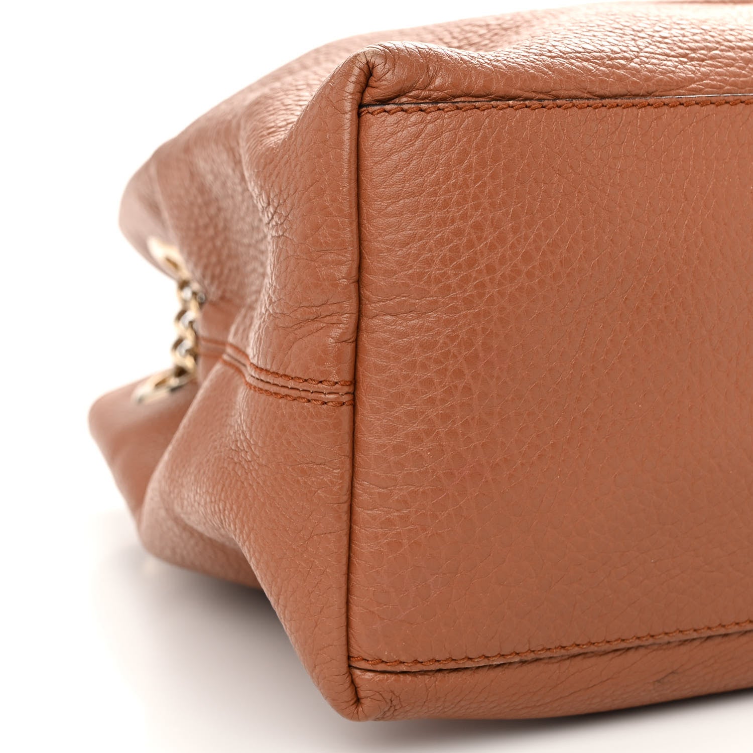 Gucci Pebbled Calfskin Medium Soho Chain Shoulder Bag Camelia 9 of 13