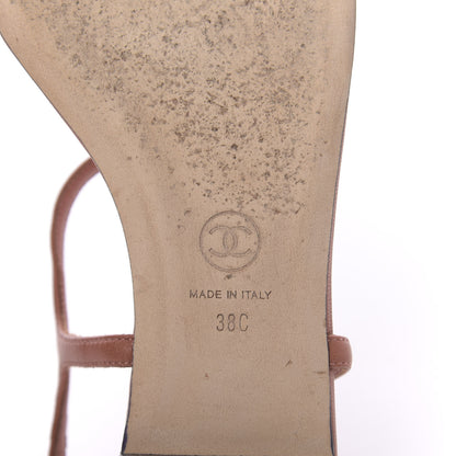 Chanel Lambskin Crystal Baguette CC Thong Sandals 38 Orange 7 of 10