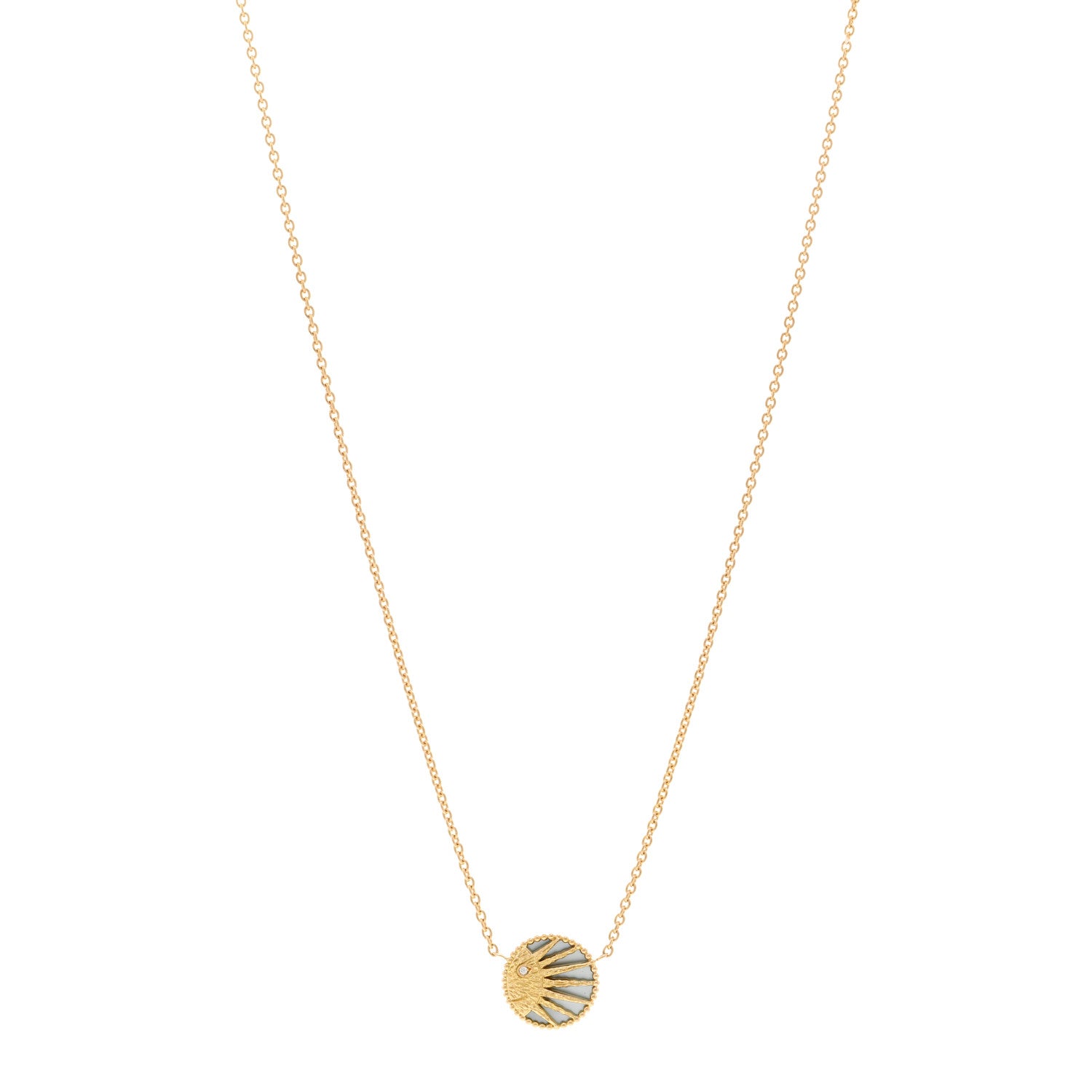 Christian Dior 18K Yellow Gold Diamond Black Onyx Mother of Pearl Rose Celeste Pendant Necklace 1 of 7