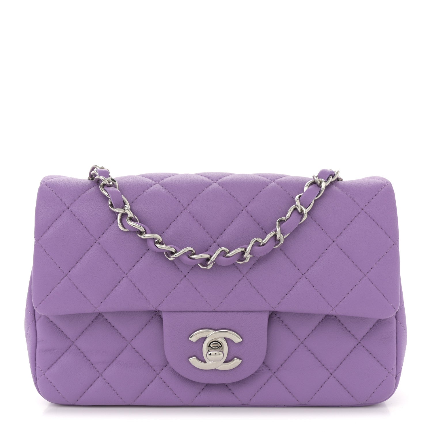 Chanel Lambskin Quilted Mini Rectangular Flap Purple 1 of 10