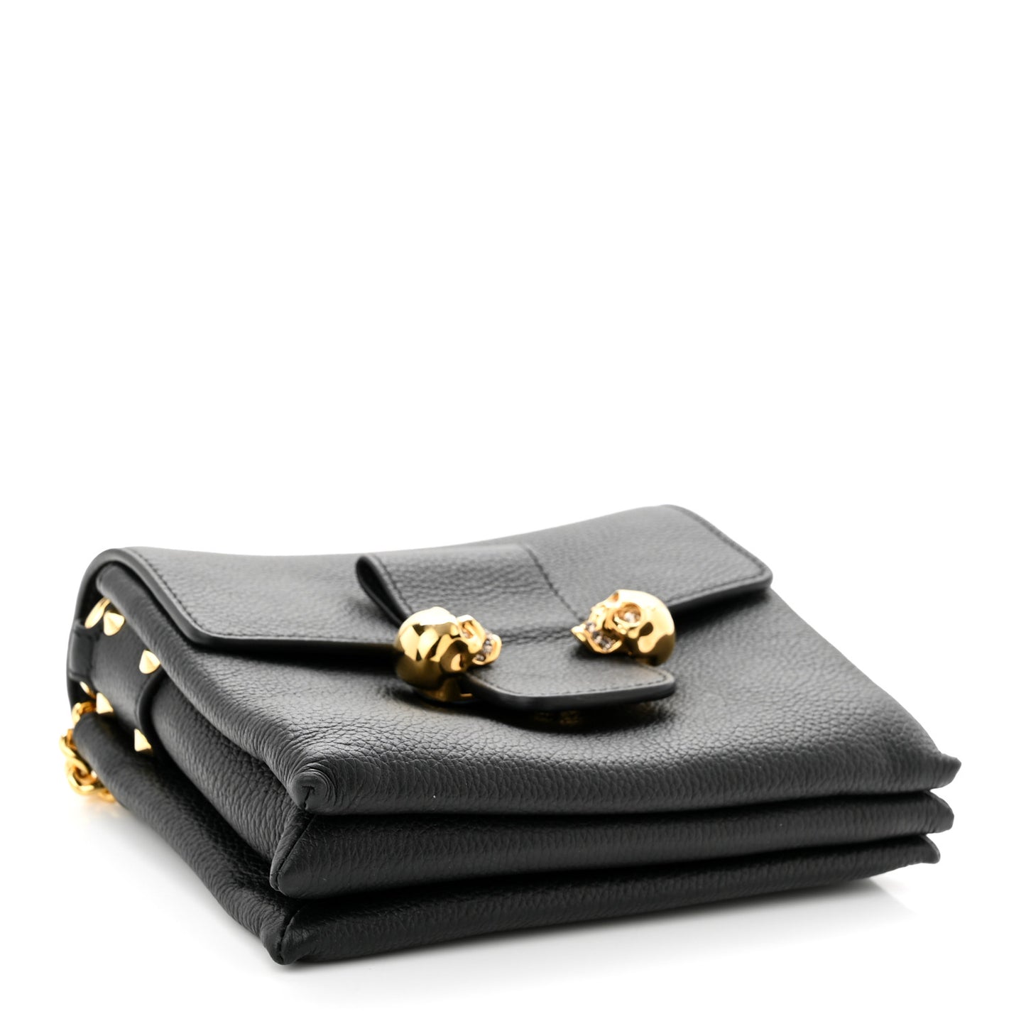 Calfskin Mini Twin Skull Chain Crossbody Black