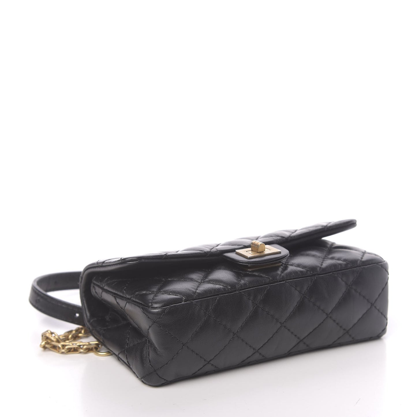 Aged Calfskin Quilted 2.55 Reissue Chain Waist Bag Black