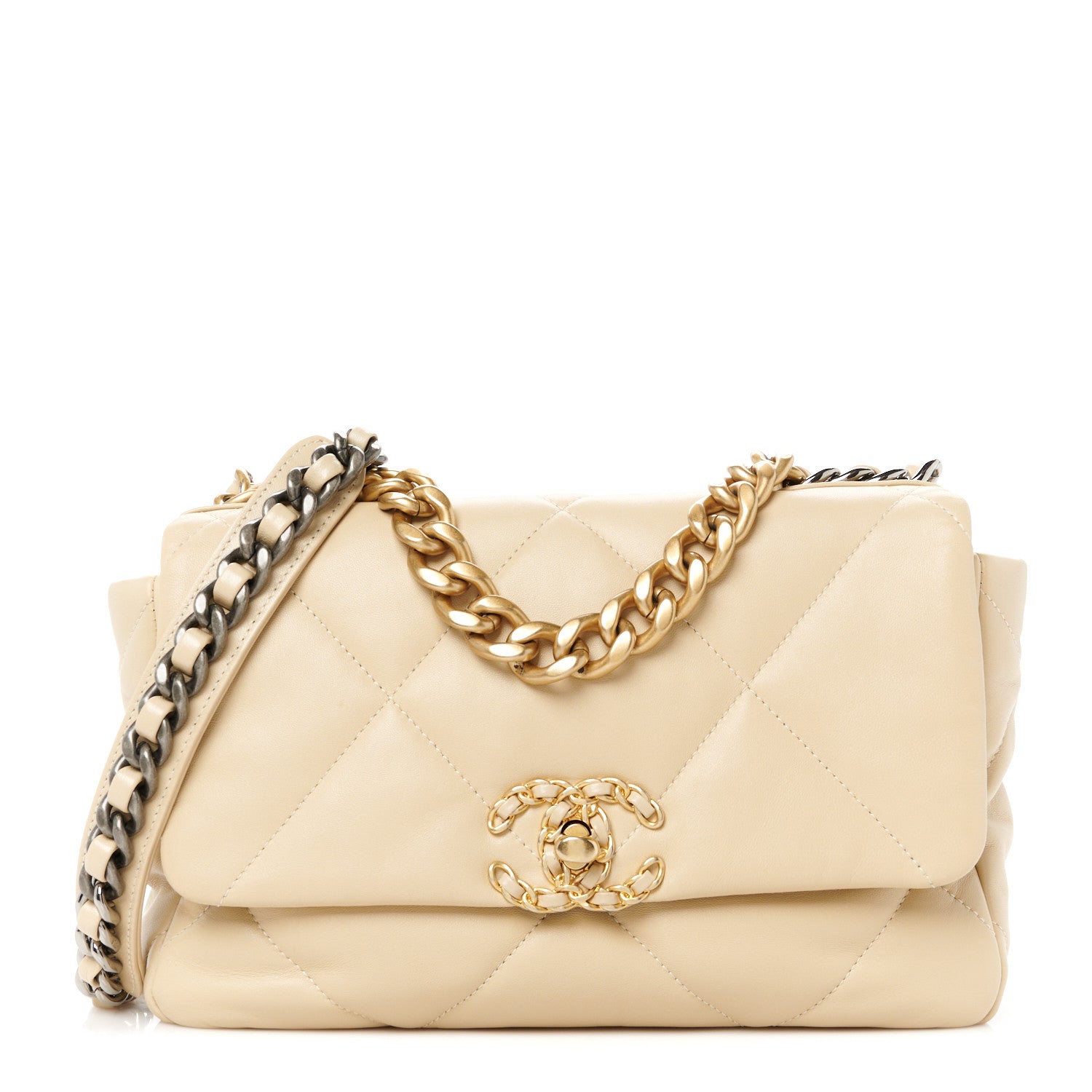 Chanel Lambskin Quilted Medium Chanel 19 Flap Beige 1 of 10