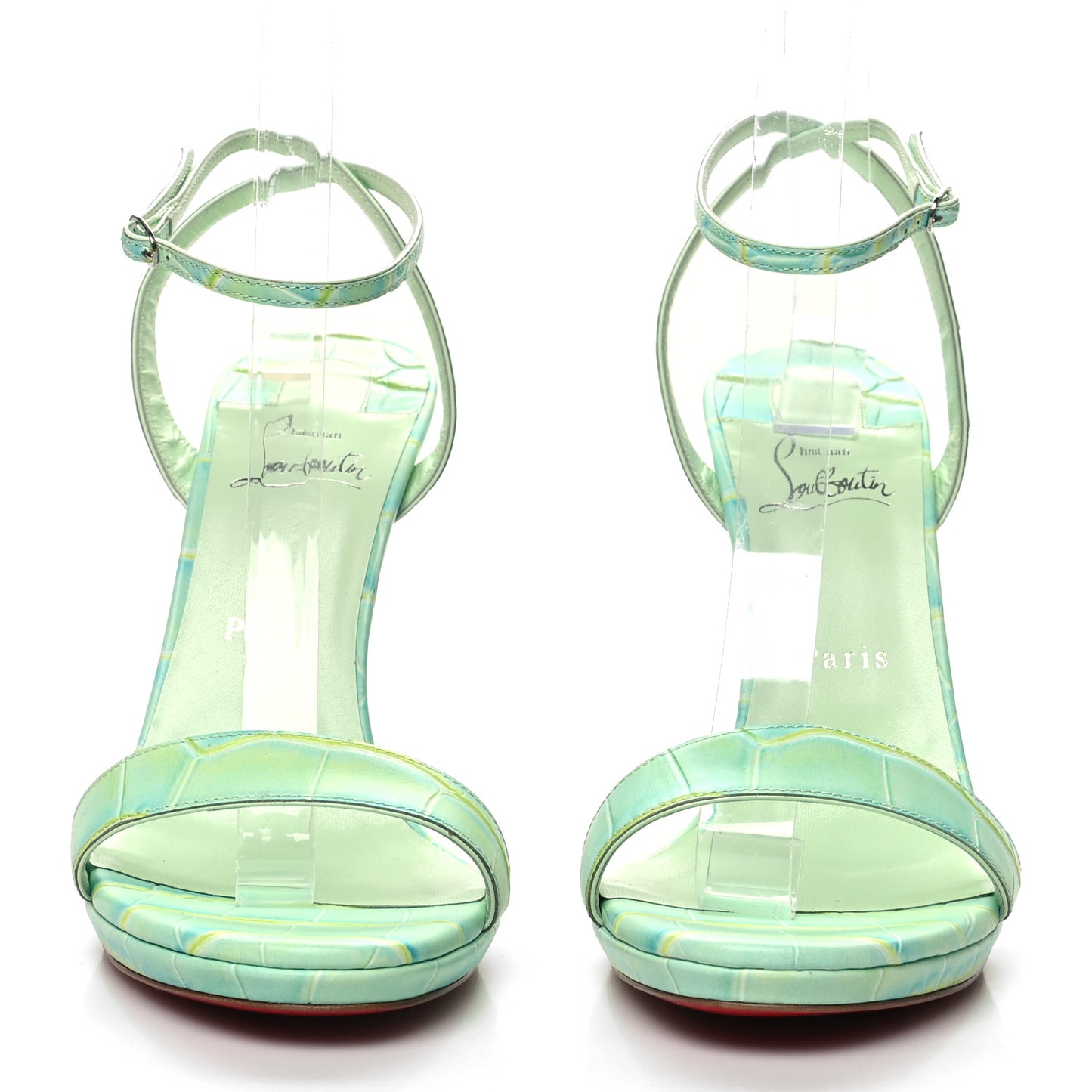 Calfskin Crocodile Embossed Loubi Queen 120 Pumps 40.5 Studio Green