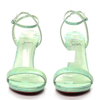 Christian Louboutin Calfskin Crocodile Embossed Loubi Queen 120 Pumps 40.5 Studio Green 2 of 8