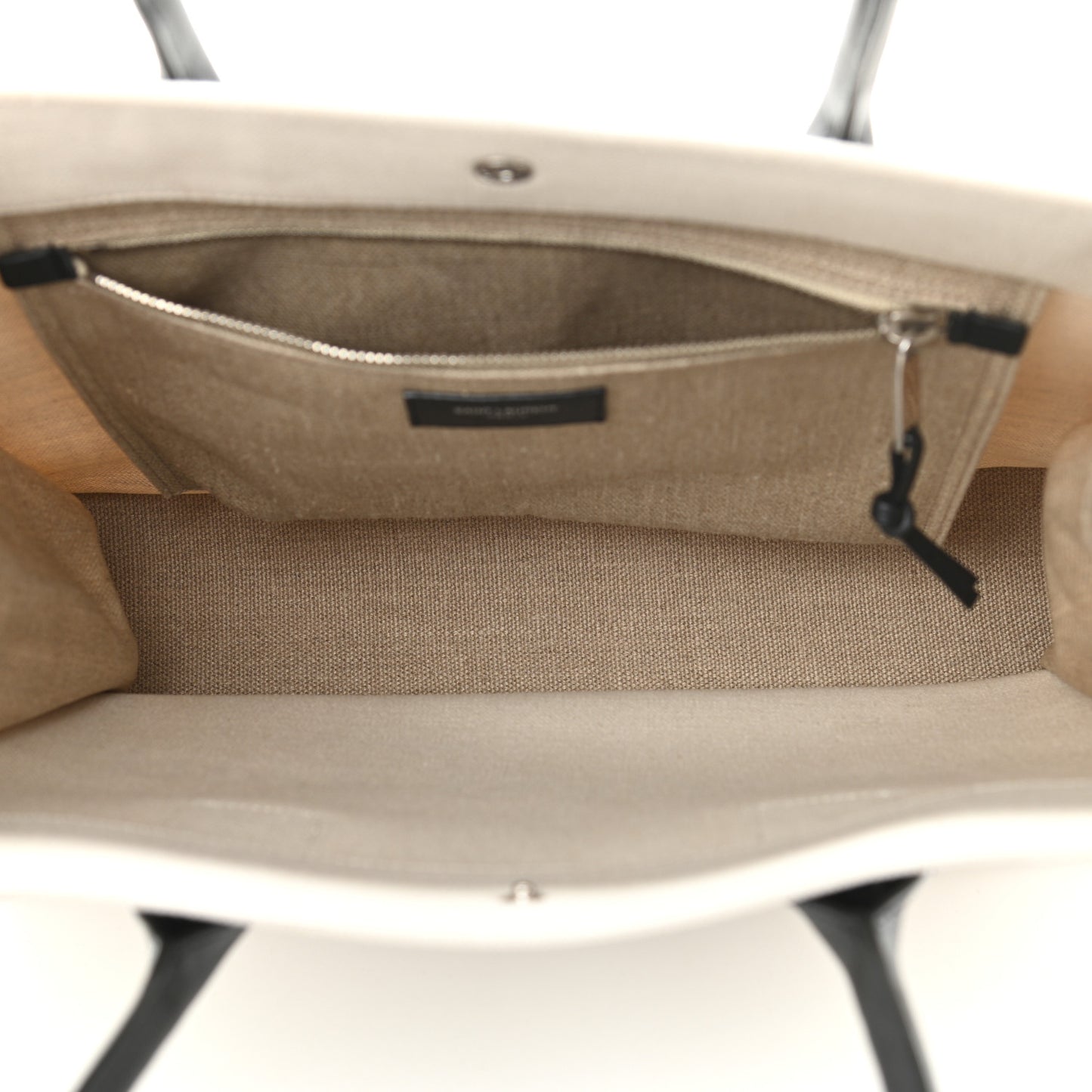 Linen Calfskin Small Rive Gauche Tote Greggio Natural