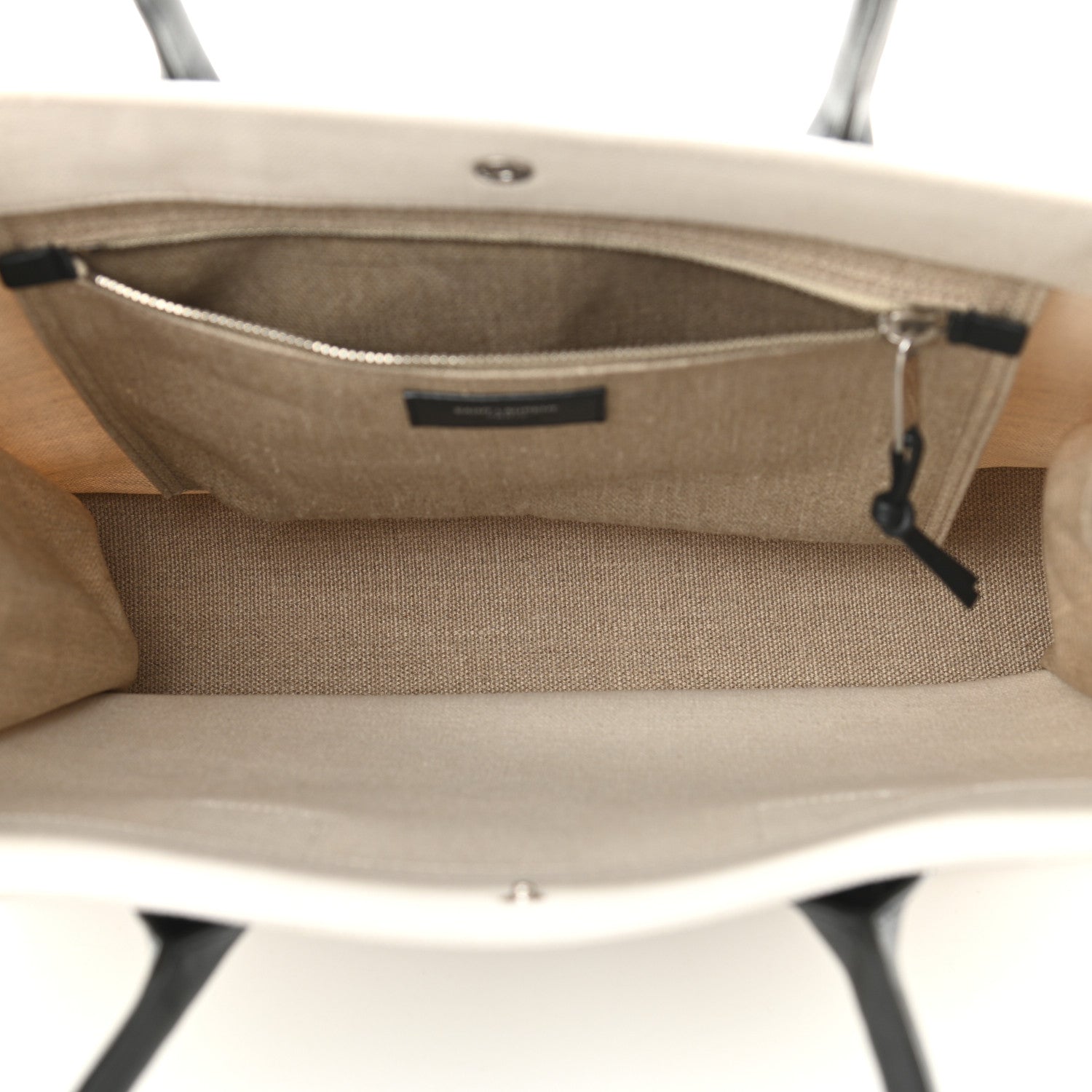 Saint Laurent Linen Calfskin Small Rive Gauche Tote Greggio Natural 5 of 11