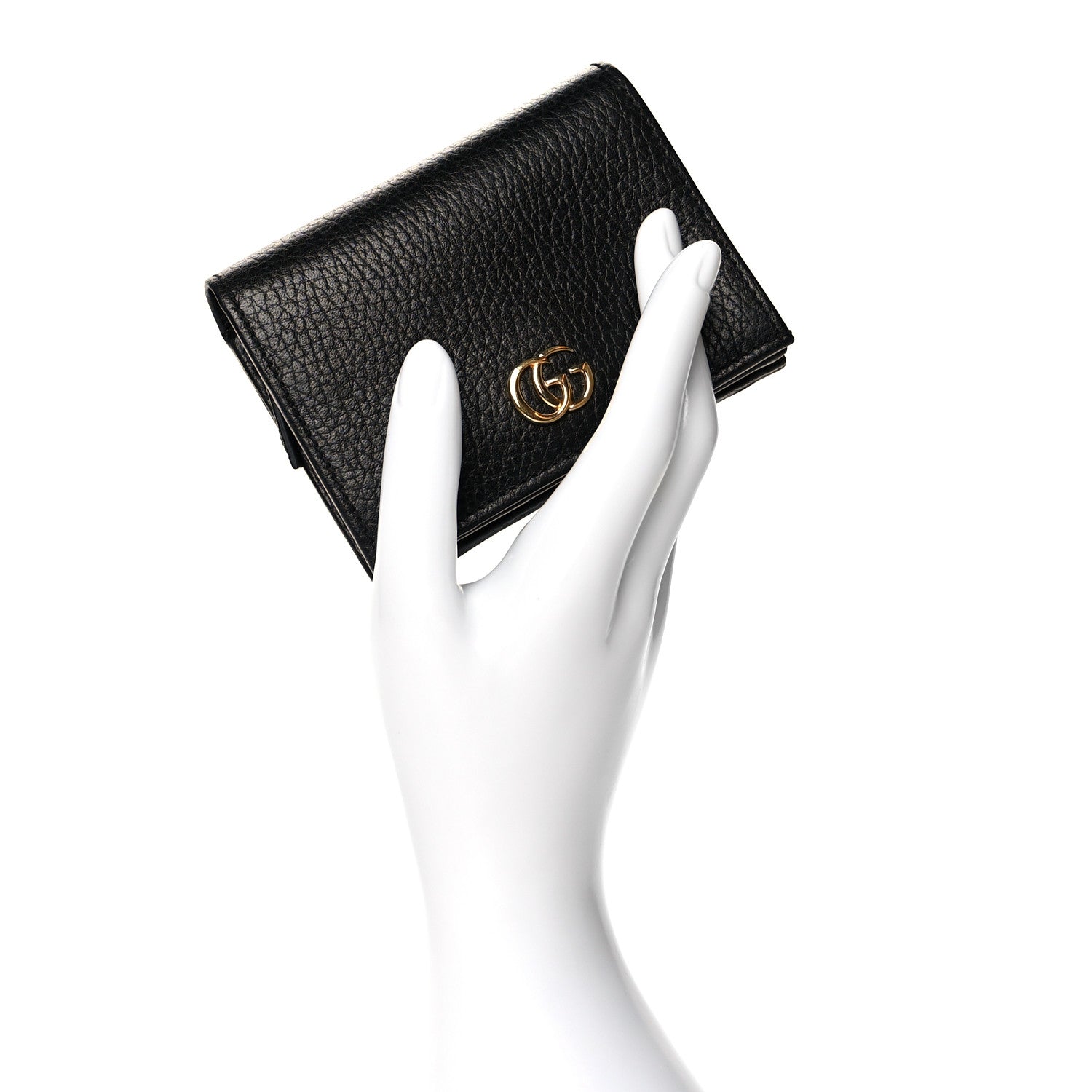 Gucci Pebbled Calfskin GG Marmont Card Case Black 2 of 9