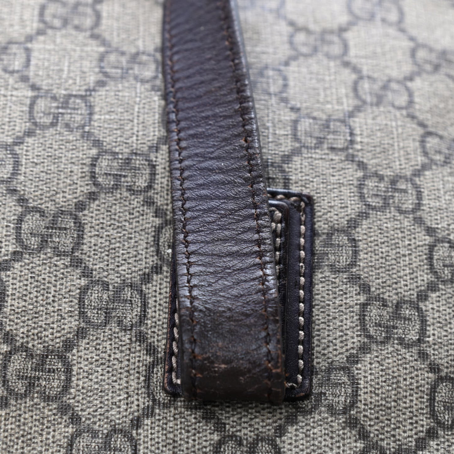 GG Supreme Monogram Medium Zippered Shopping Tote Dark Brown