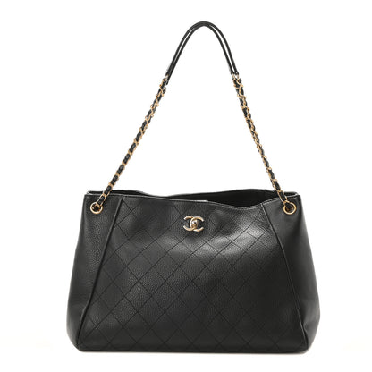 Chanel Grained Calfskin Stitched Large Supple Rock Shopping Black 1 of 10