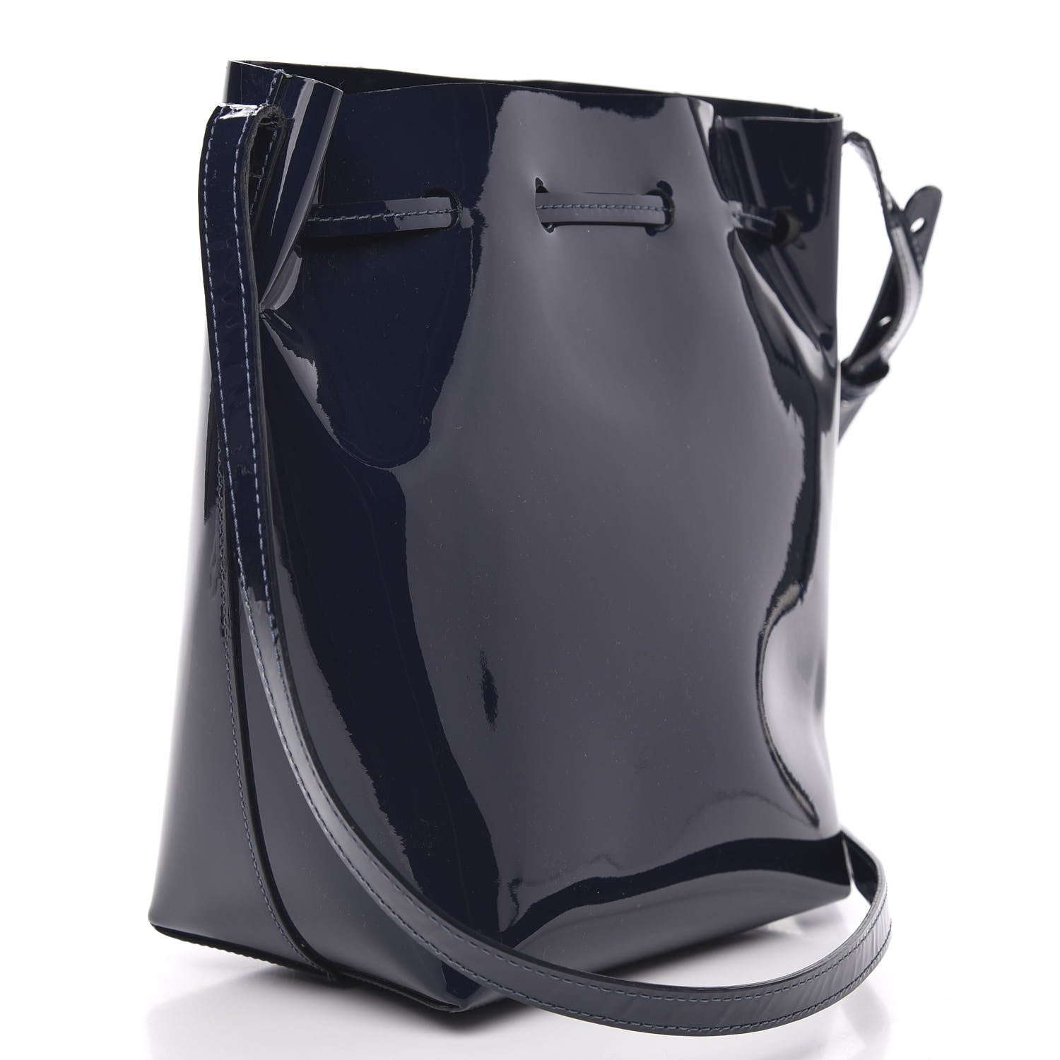 Mansur Gavriel Patent Calfskin Bucket Bag Blu 3 of 10
