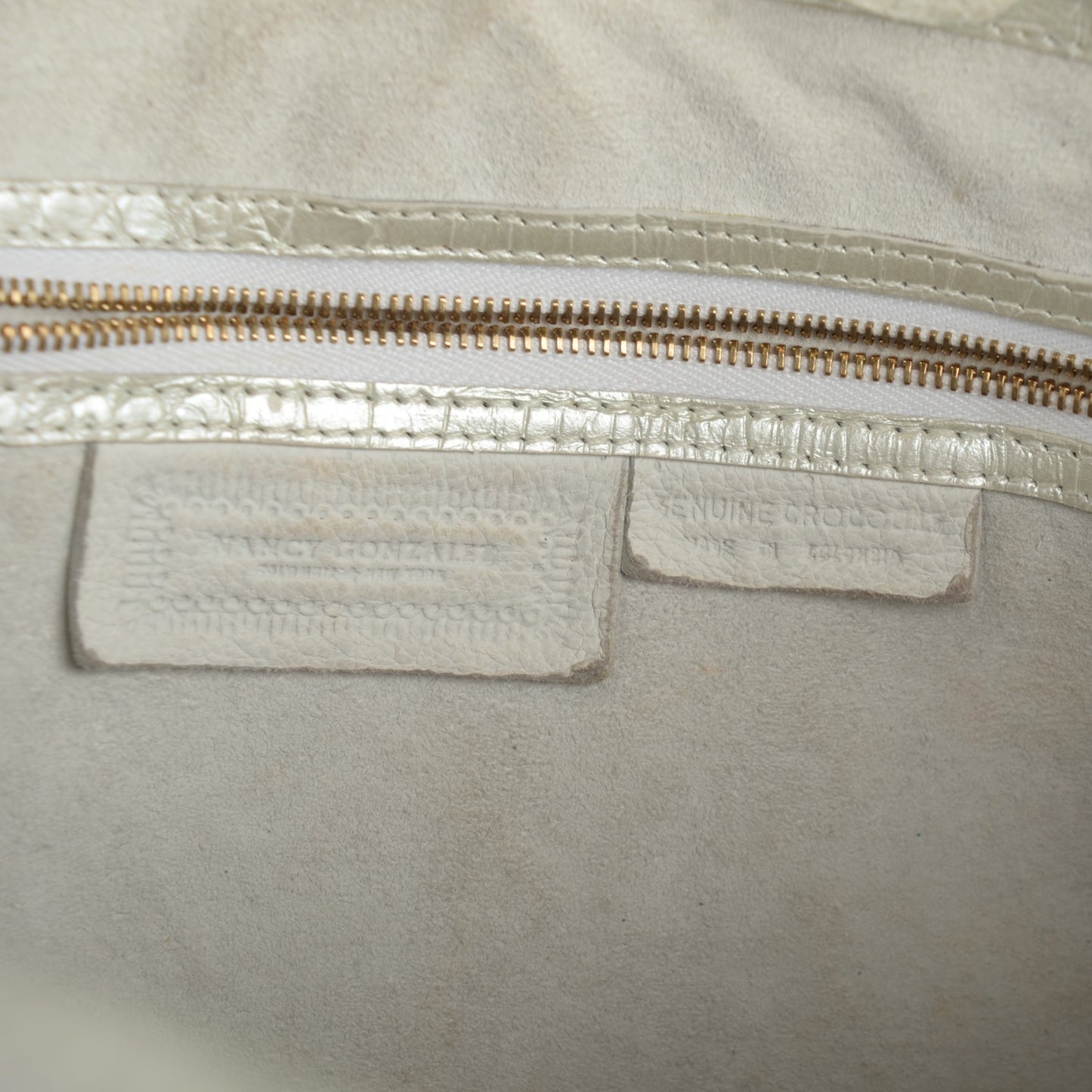 Crocodile Top Handle Bag Silver