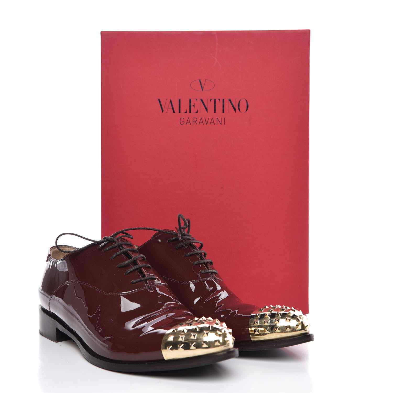 Valentino Garavani Patent Studded Cap Toe Lace Up Oxfords 36.5 Prune 13 of 13