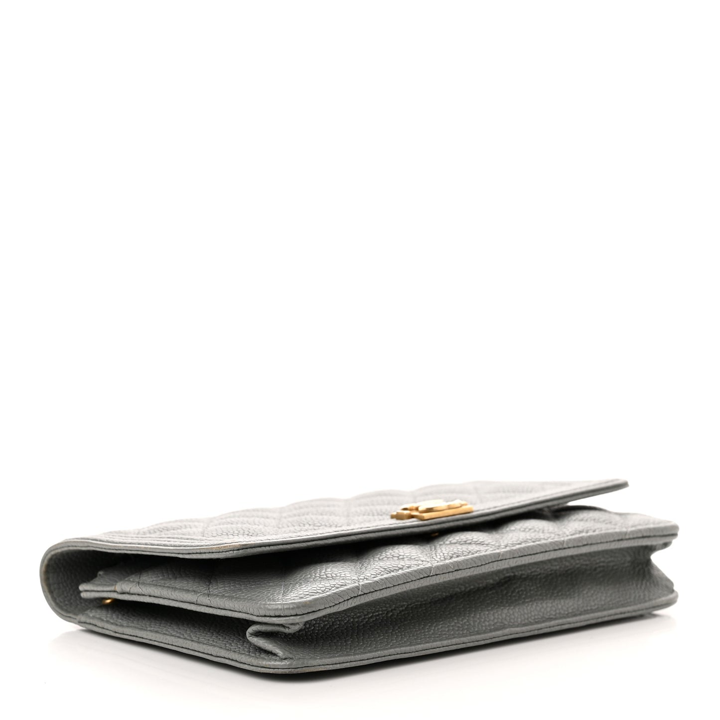 Caviar Quilted Boy Wallet On Chain WOC Grey
