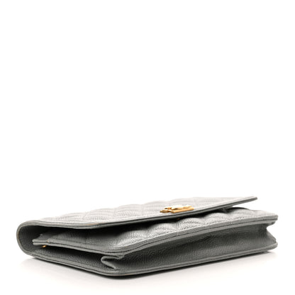 Chanel Caviar Quilted Boy Wallet On Chain WOC Grey 4 of 12