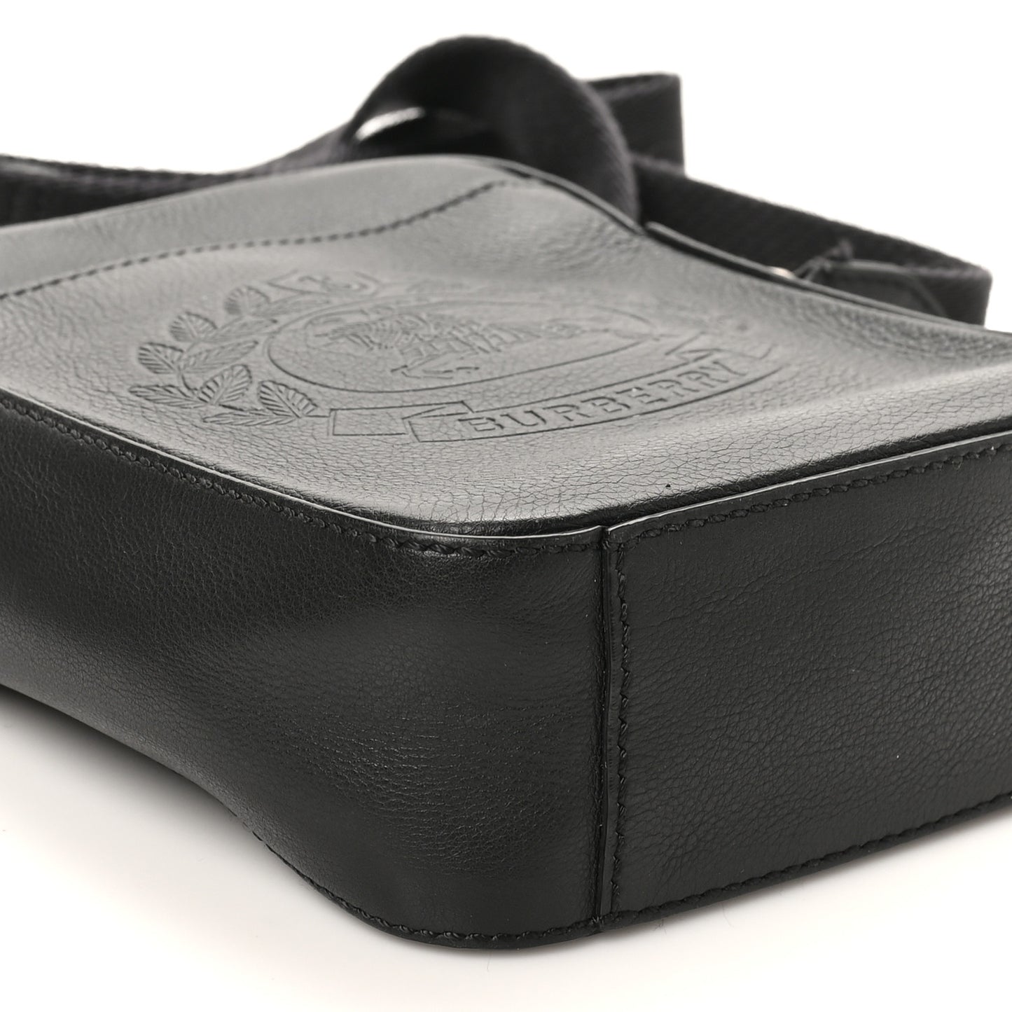 Pebbled  Calfskin Embossed Thornton Messenger Bag Black