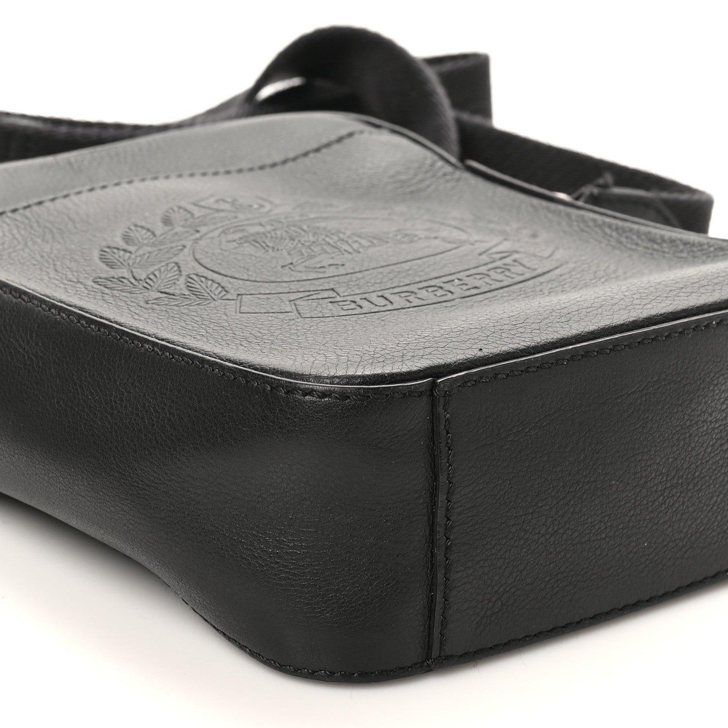 Burberry Pebbled  Calfskin Embossed Thornton Messenger Bag Black 8 of 10