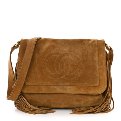 Chanel Suede CC Fringe Messenger Flap Bag Brown 1 of 11
