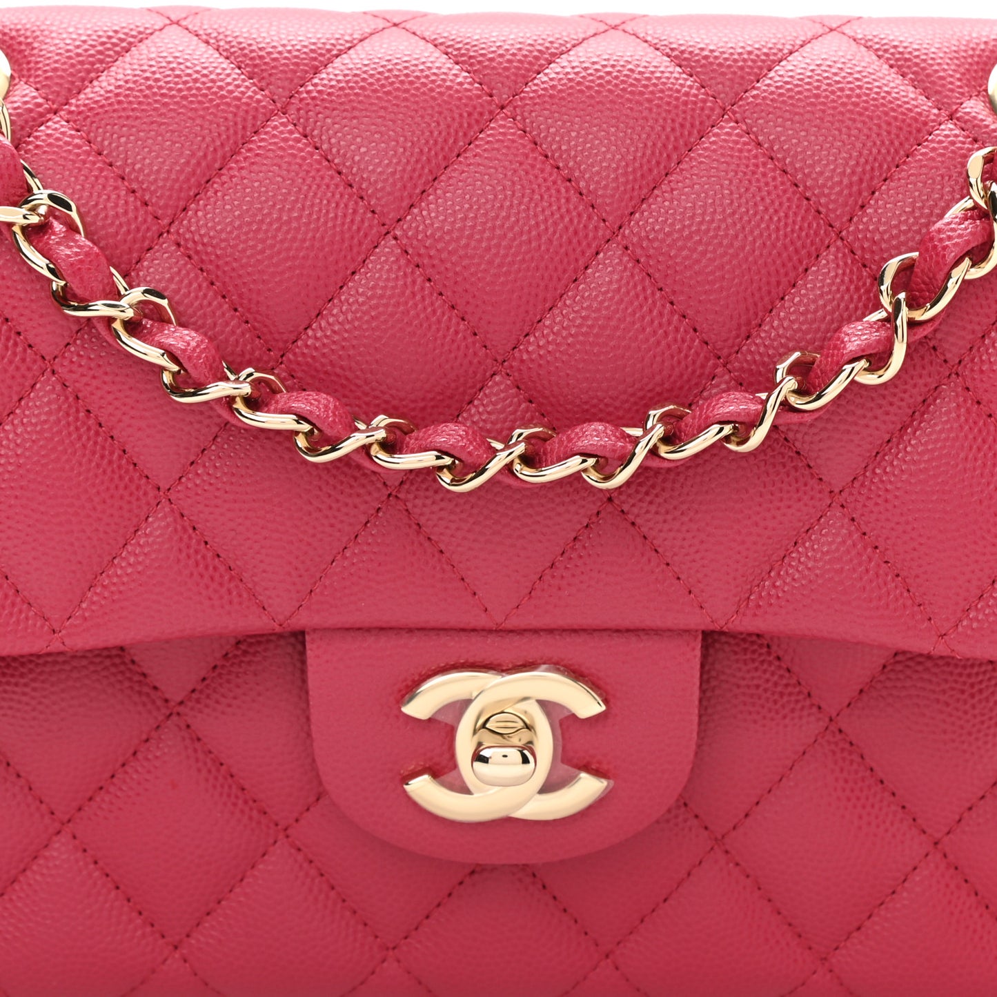 Caviar Quilted Small Double Flap Dark Pink