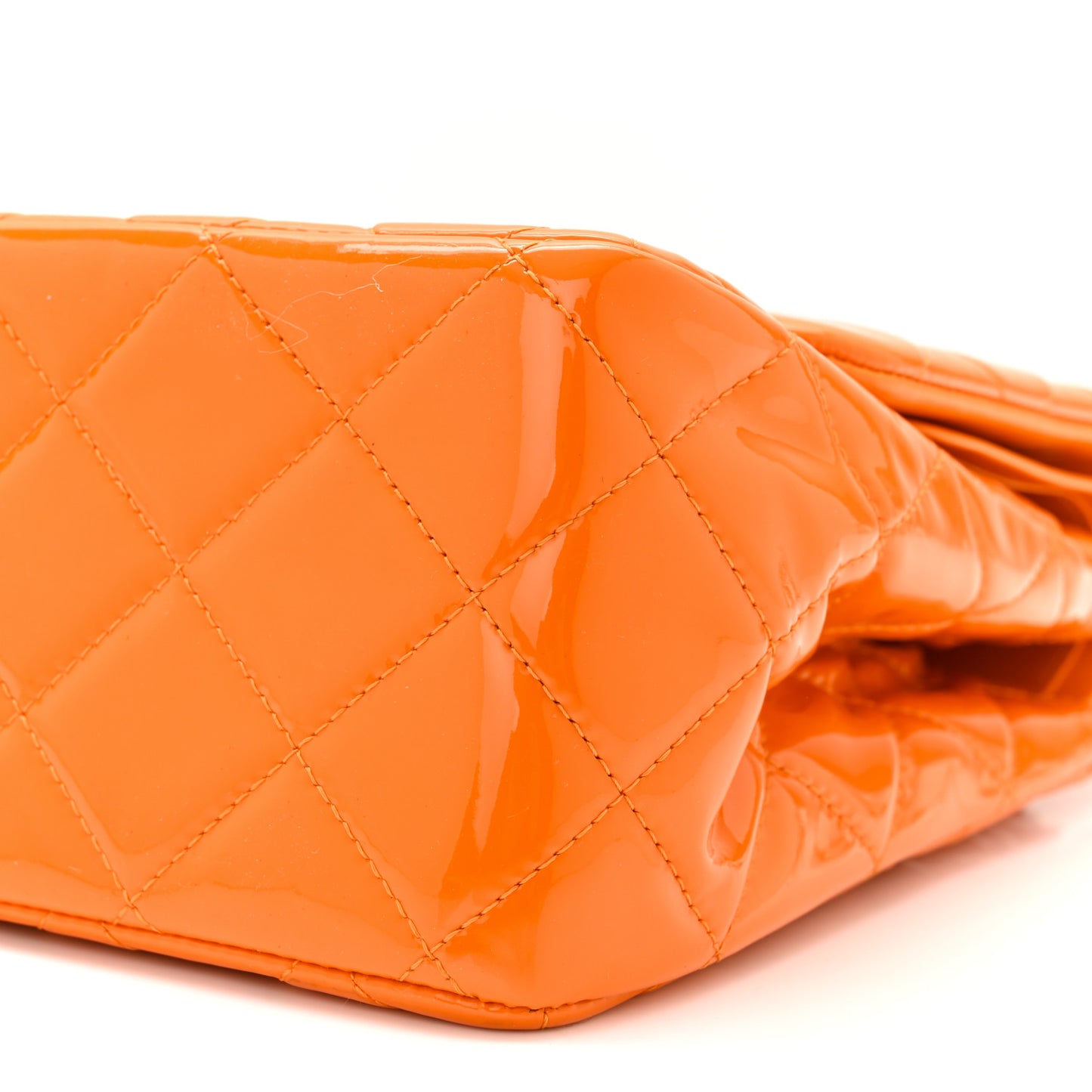 Patent Quilted Jumbo Double Flap Orange