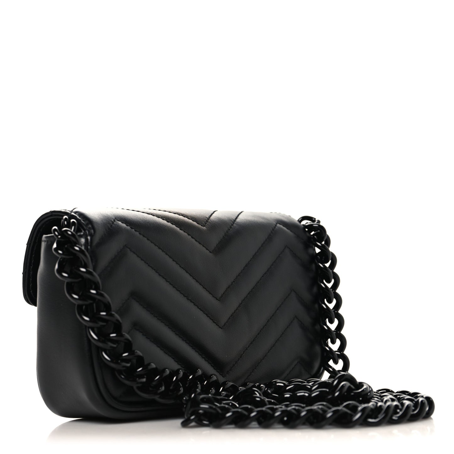Calfskin Matelasse Monochrome GG Marmont Chain Belt Bag Black