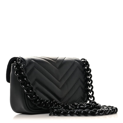 Gucci Calfskin Matelasse Monochrome GG Marmont Chain Belt Bag Black 2 of 10