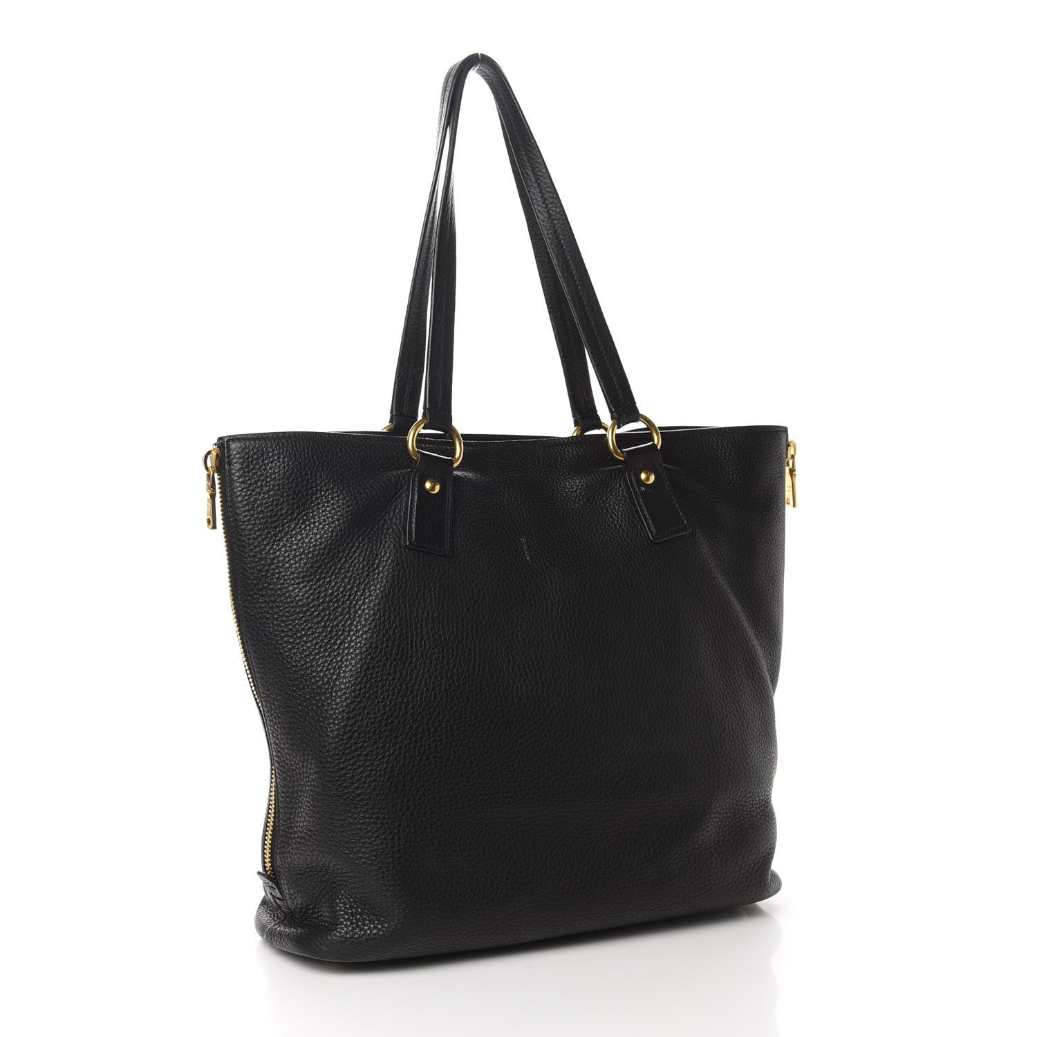 Prada Vitello Daino Side Zip Tote Black 3 of 15