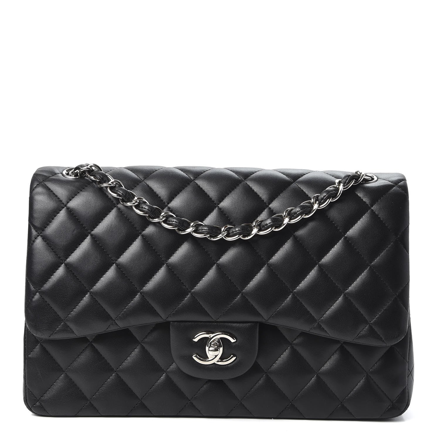 Chanel Lambskin Quilted Jumbo Double Flap Black 1 of 9