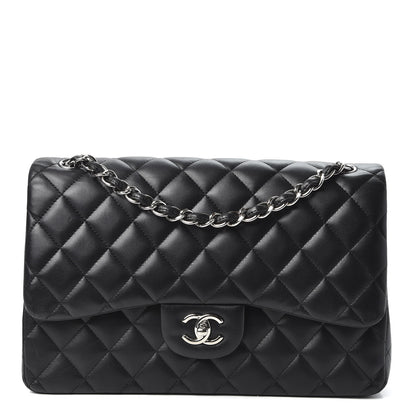 Chanel Lambskin Quilted Jumbo Double Flap Black 1 of 9