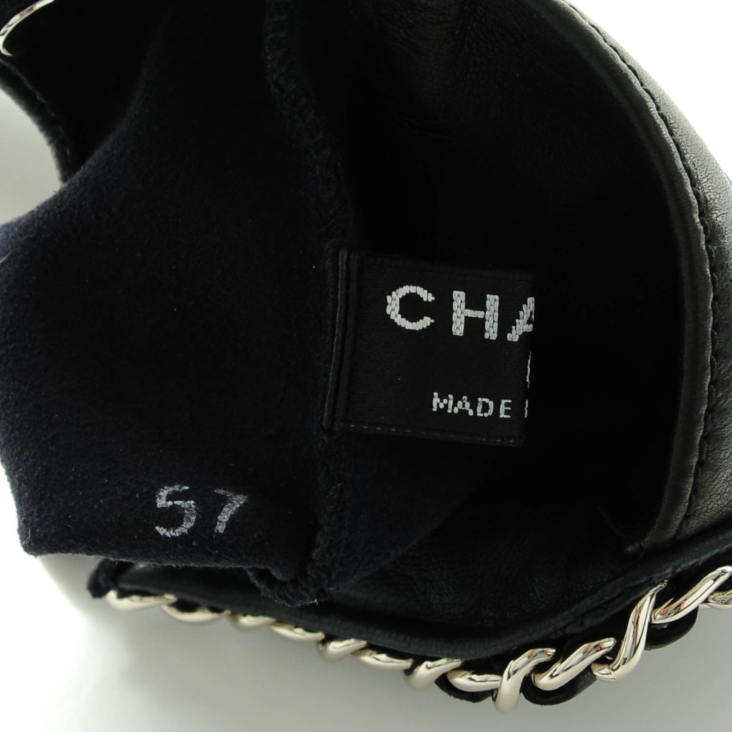 Chanel Lambskin Fingerless Chain CC Gloves 8 Navy Black 7 of 8