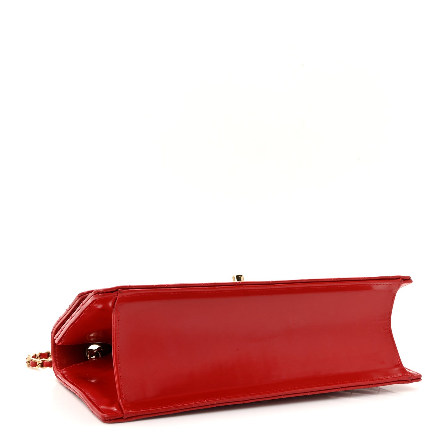 Glazed Calfskin Quilted East West Flap Red