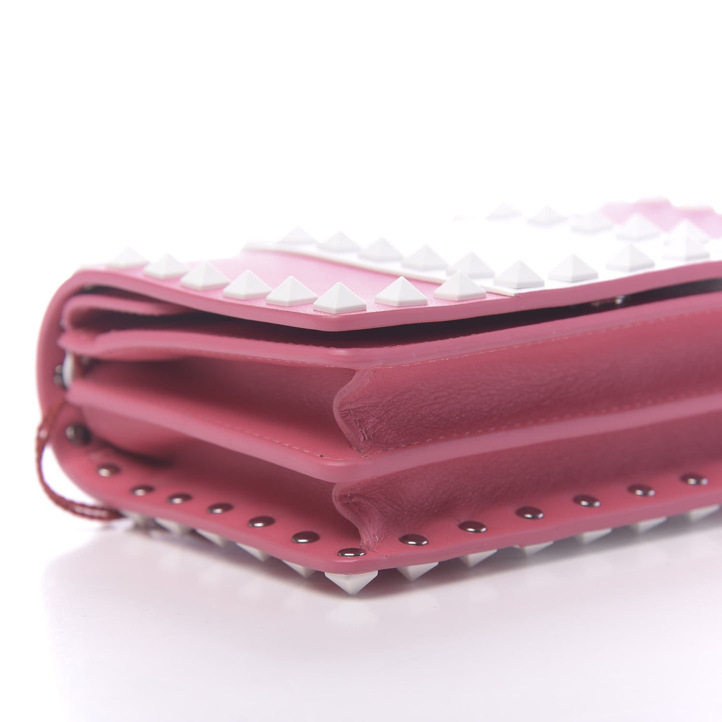 Vitello Colorblock Free Rockstud Wallet on Chain Shadow Pink Optic White